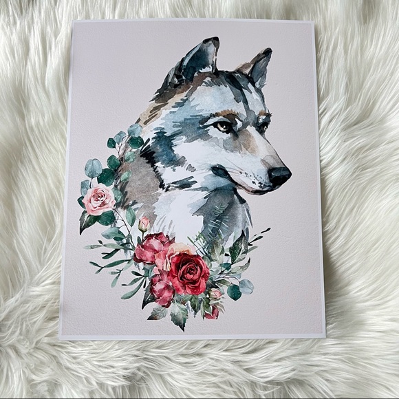 Wall Art Watercolor Wolf Portrait Illustration Print Poster Unframed - Picture 17 of 17